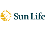 Sun Life logo with a yellow sun and globe on a white background