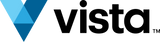 Vistaprint logo in black and blue on a clear background