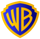 Warner Bros logo with blue background and yellow 'WB' letters