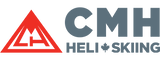 CMH Heli Skiing logo with red triangle and gray text on a white background