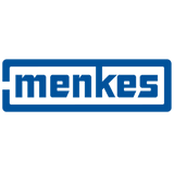 Menkes logo with blue text on a white background