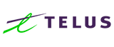 TELUS logo with green and purple design on a white background